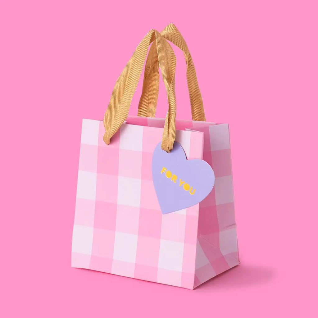 Small Light Pink Gingham Gift Bag