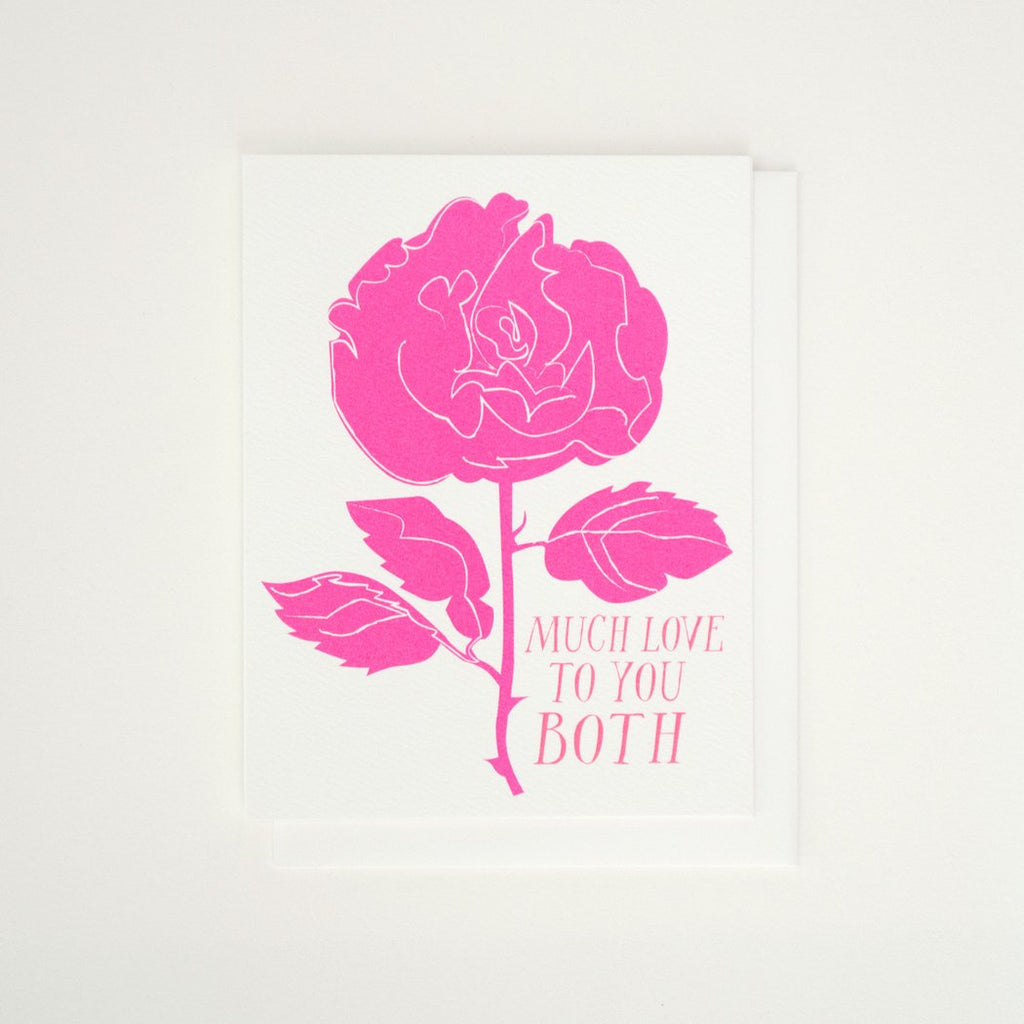 Much Love to You Both Neon Pink Rose Card