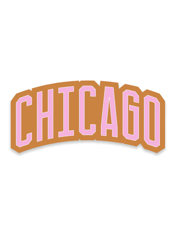 Chicago Block Sticker in Camel & Magenta
