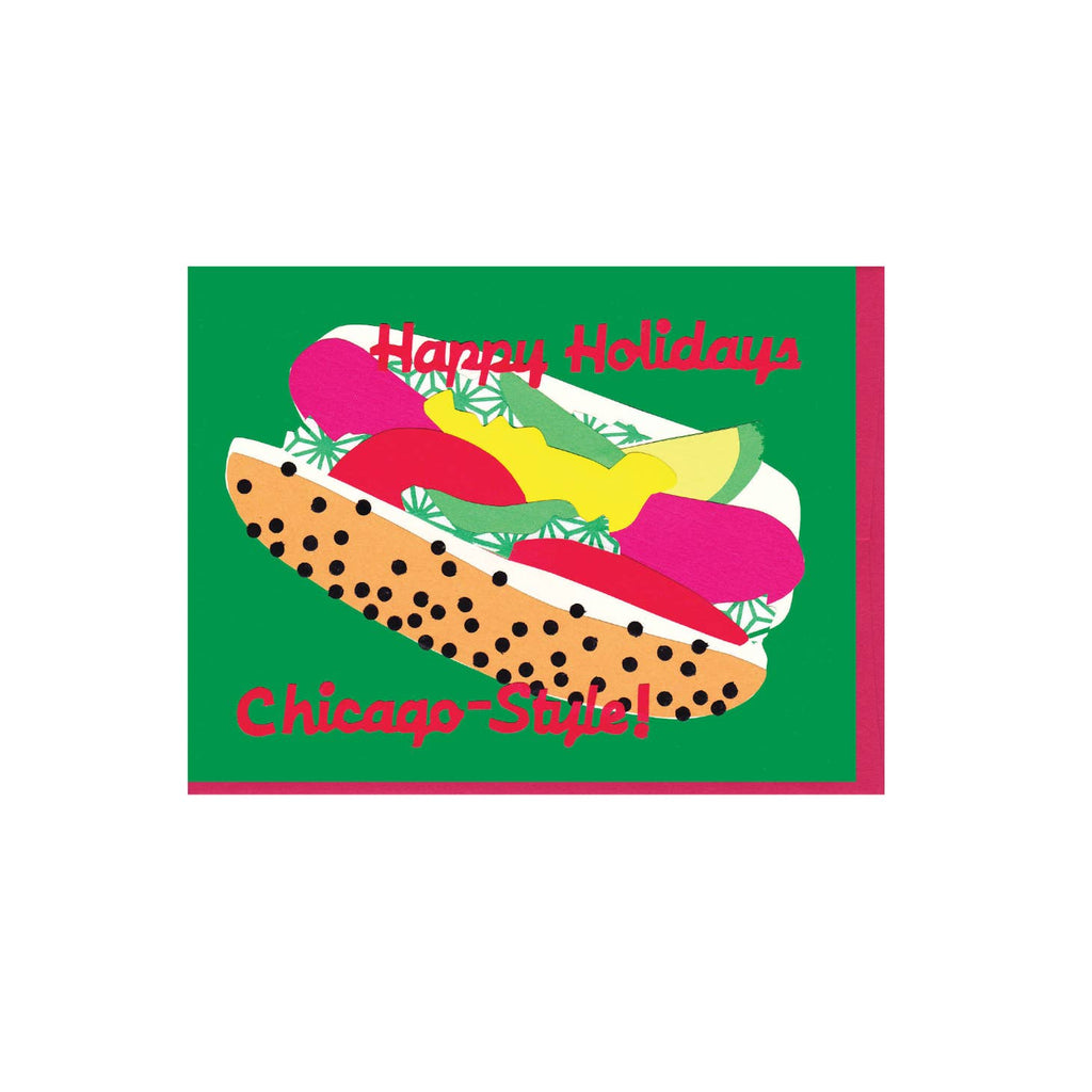 Chicago Hot Dog Christmas Greeting Card