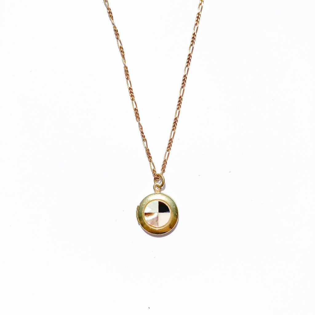 Checkered Shell Locket Necklace