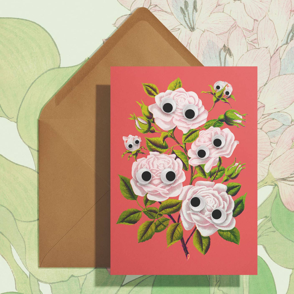 Googly Climbing Roses Card