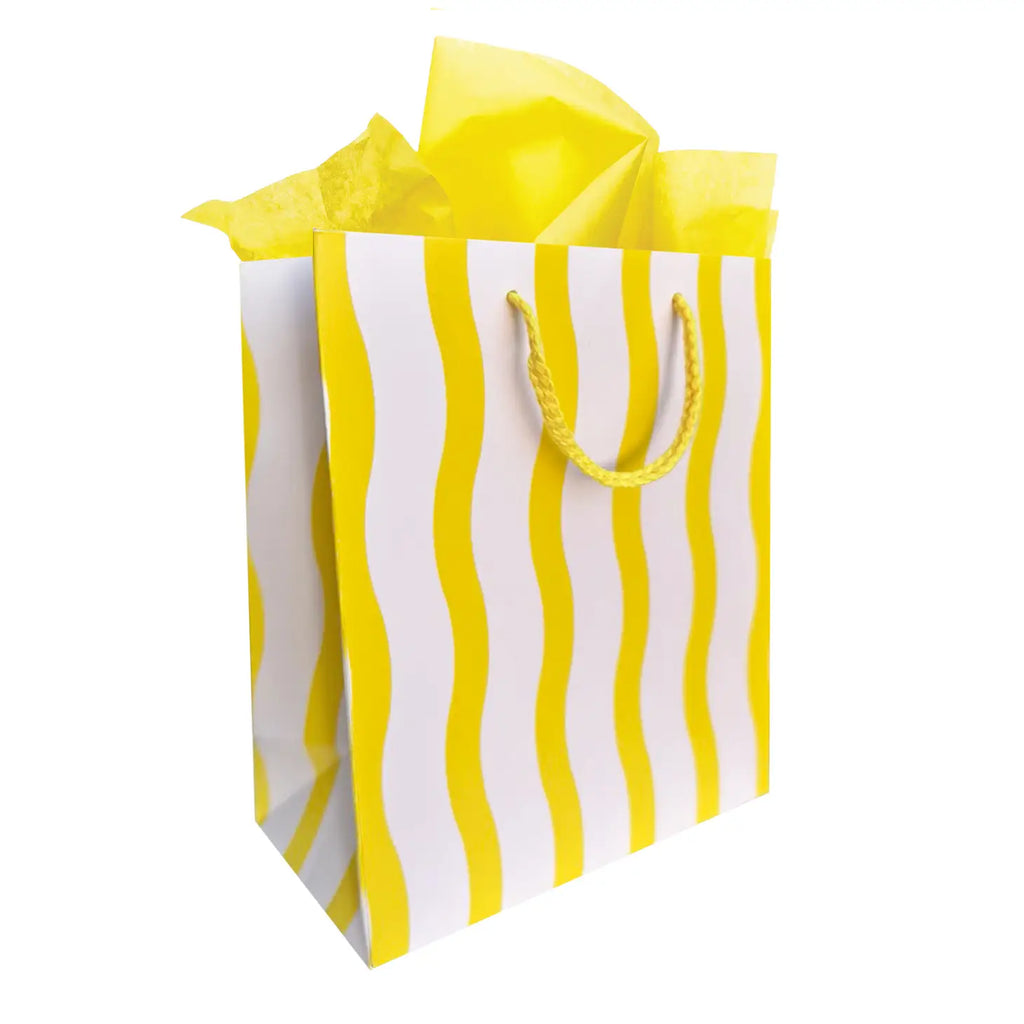Yellow Fussy Stripe Gift Bag