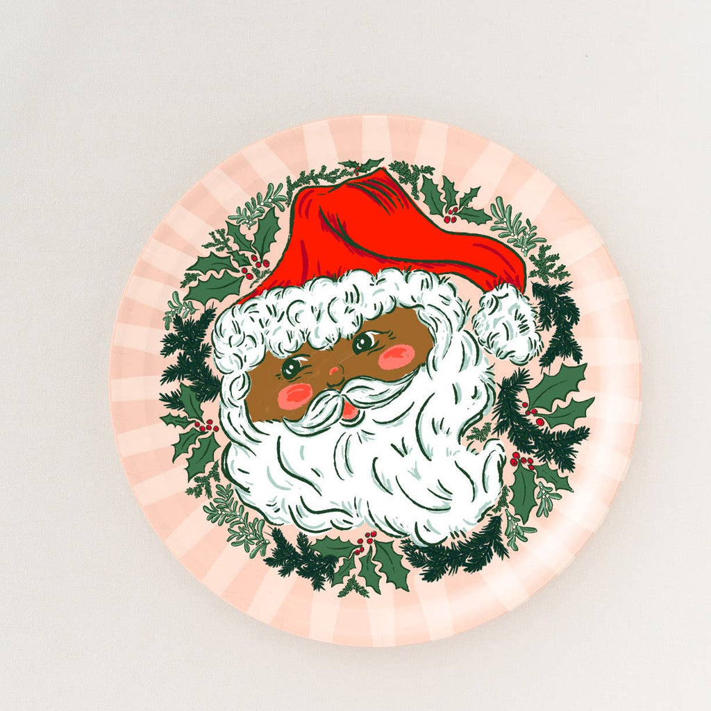 Santa Christmas Round Bent Birch Tray