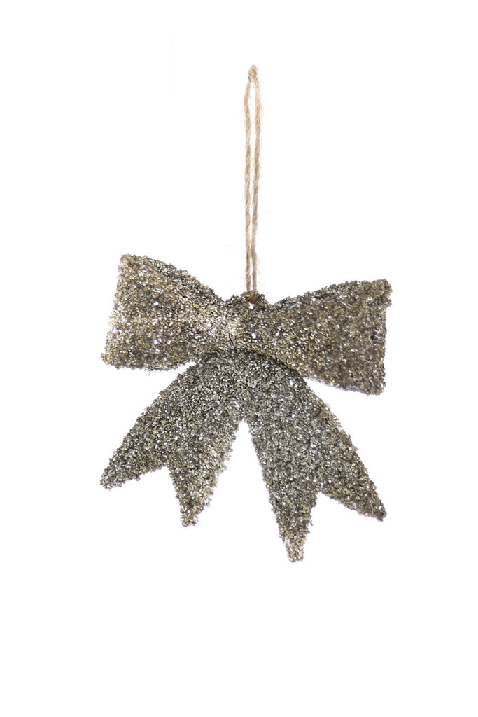 Gold Glitter Bow Ornament