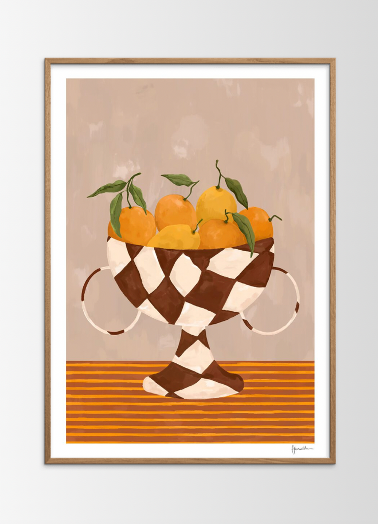 Lemons & Oranges in Checkered Vase Framed Print