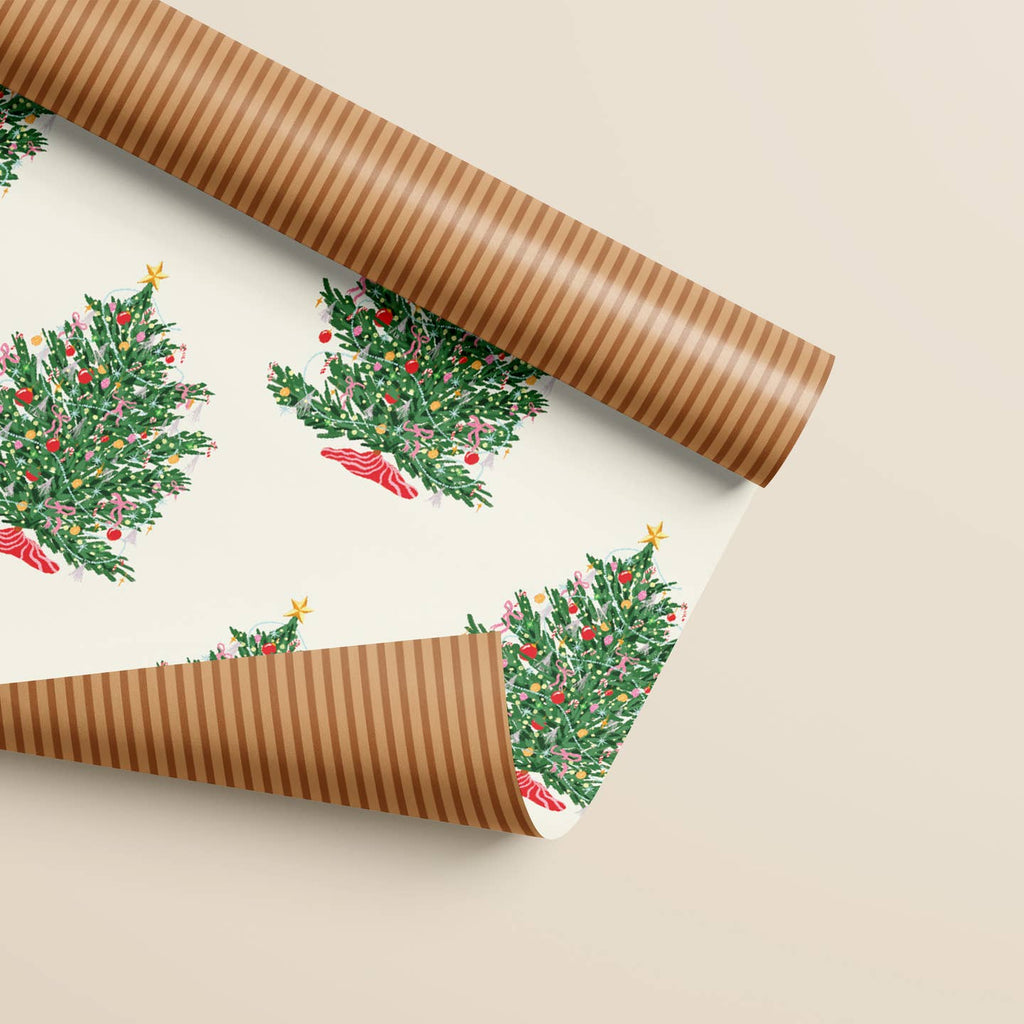 Christmas Tree Toffee Stripe Gift Wrap Sheet