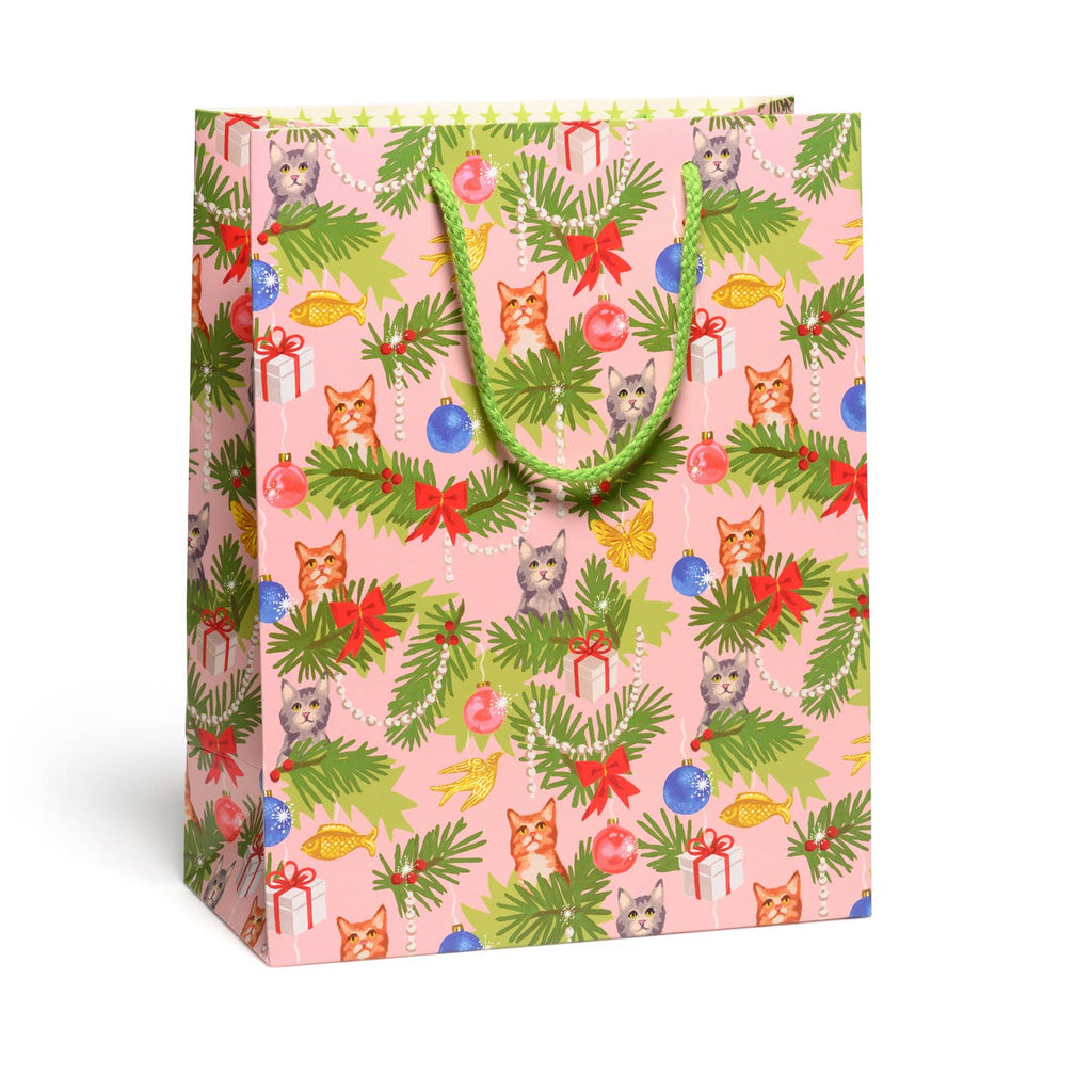 Christmas Cats Pink Gift Bag