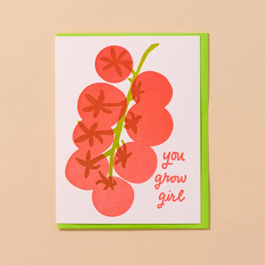 Grow (Tomato) Girl Letterpress Greeting Card