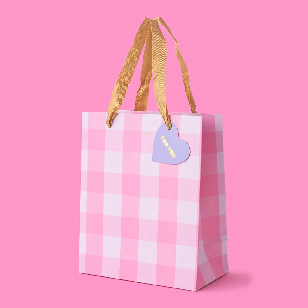 Medium Light Pink Gingham Gift Bag