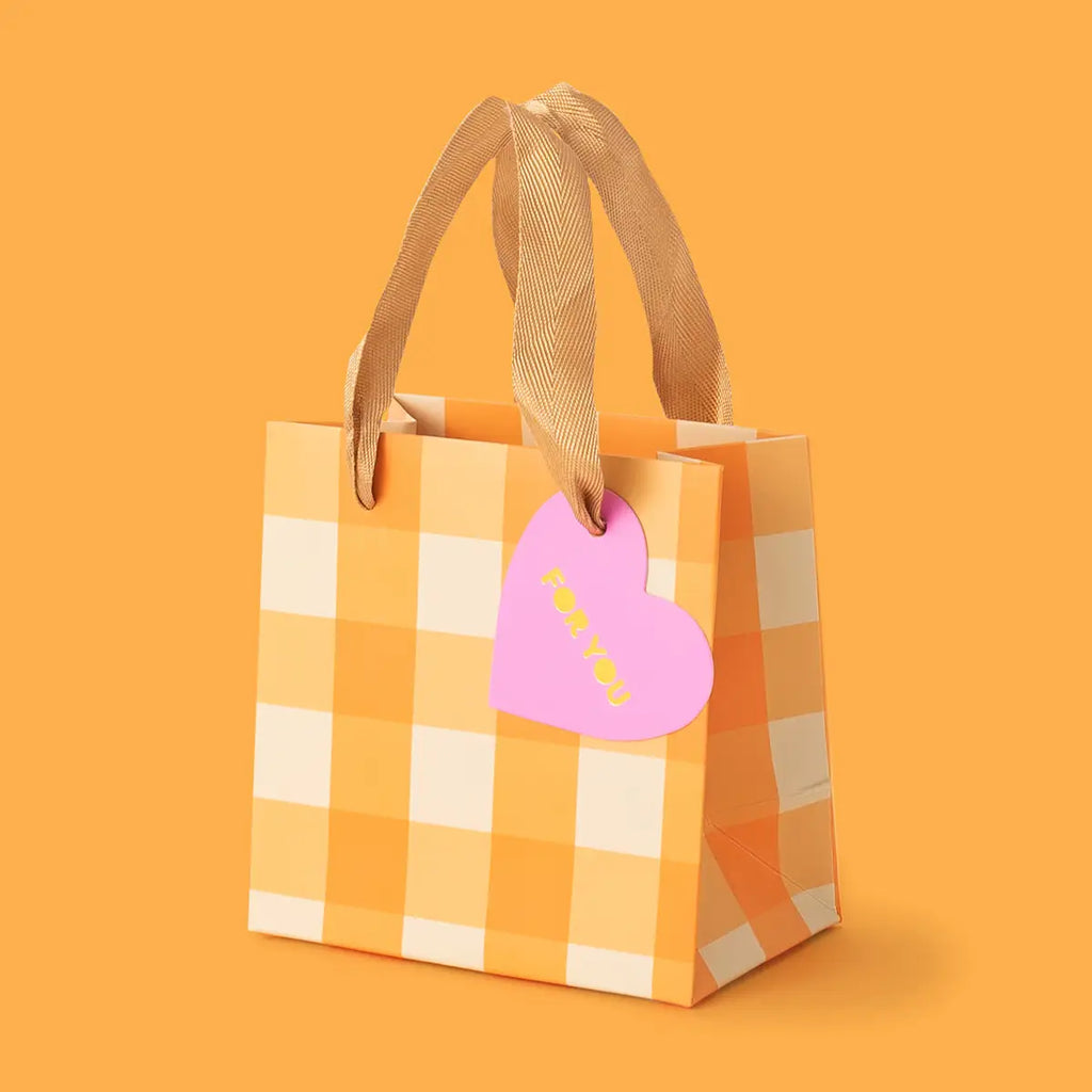 Small Orange Gingham Gift Bag