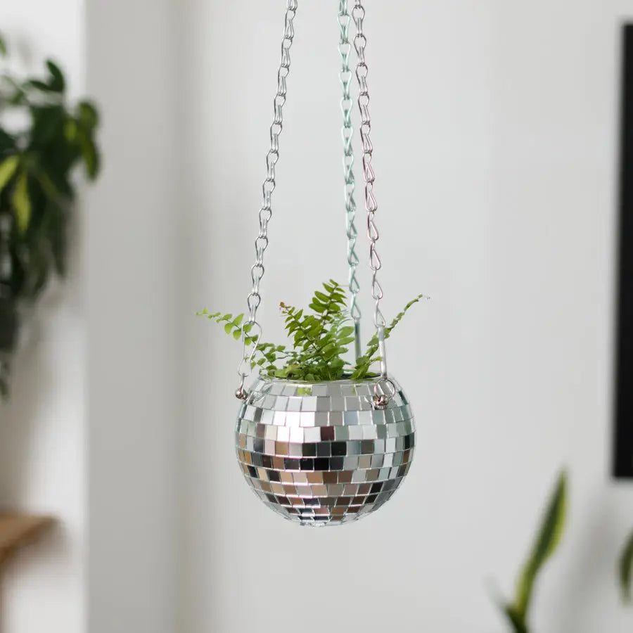 LUOFUR 2 Packs 6 In Disco Ball Planter With Chain Disco Ball Plant