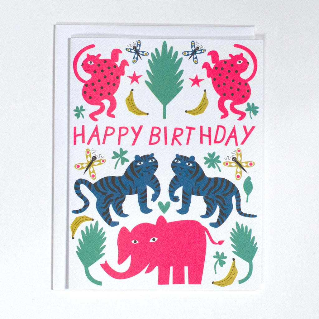 Pink Elephant Birthday Card