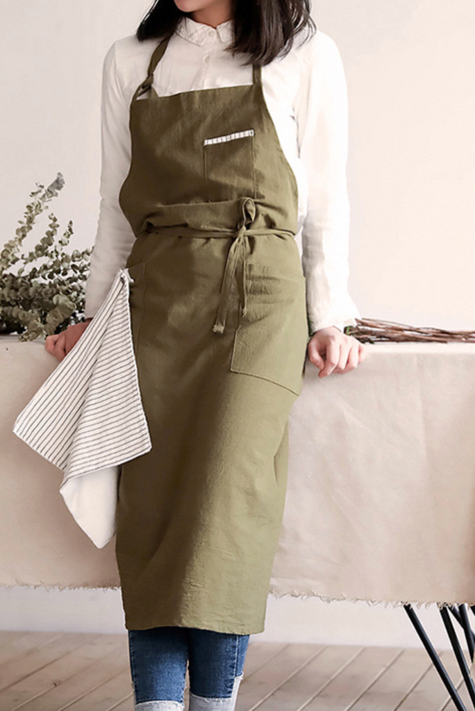 Linen Apron with Snap-On Towel